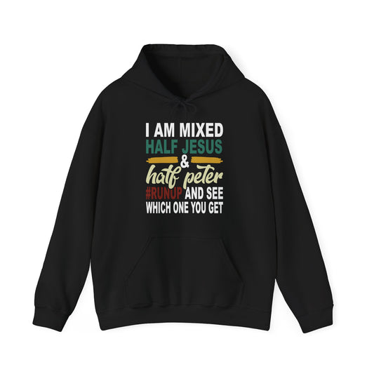 Half Him Half Peter Funny Men's Christian Hooded Pullover Sweatshirt