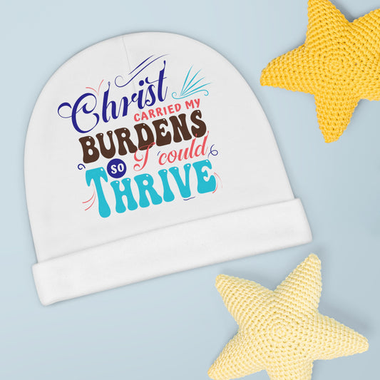 Christ Carried My Burdens So I Could Thrive Christian Baby Beanie (AOP) Printify