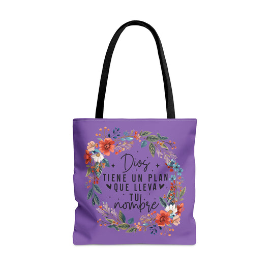 DIOS TIENE UN PLAN QUE LLEVA TU NOMBRE Christian SPANISH Tote Bag Printify