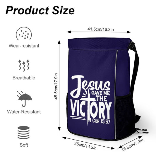 He Gave Me The Victory Christian Waffle Cloth Drawstring Bag