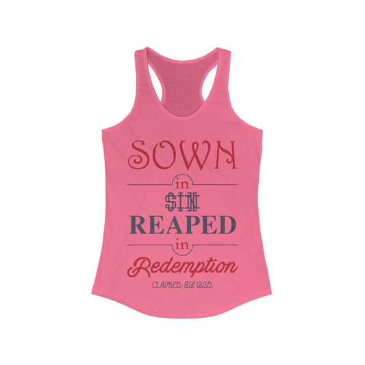 Sown in sin reaped in redemption slim fit tank-top