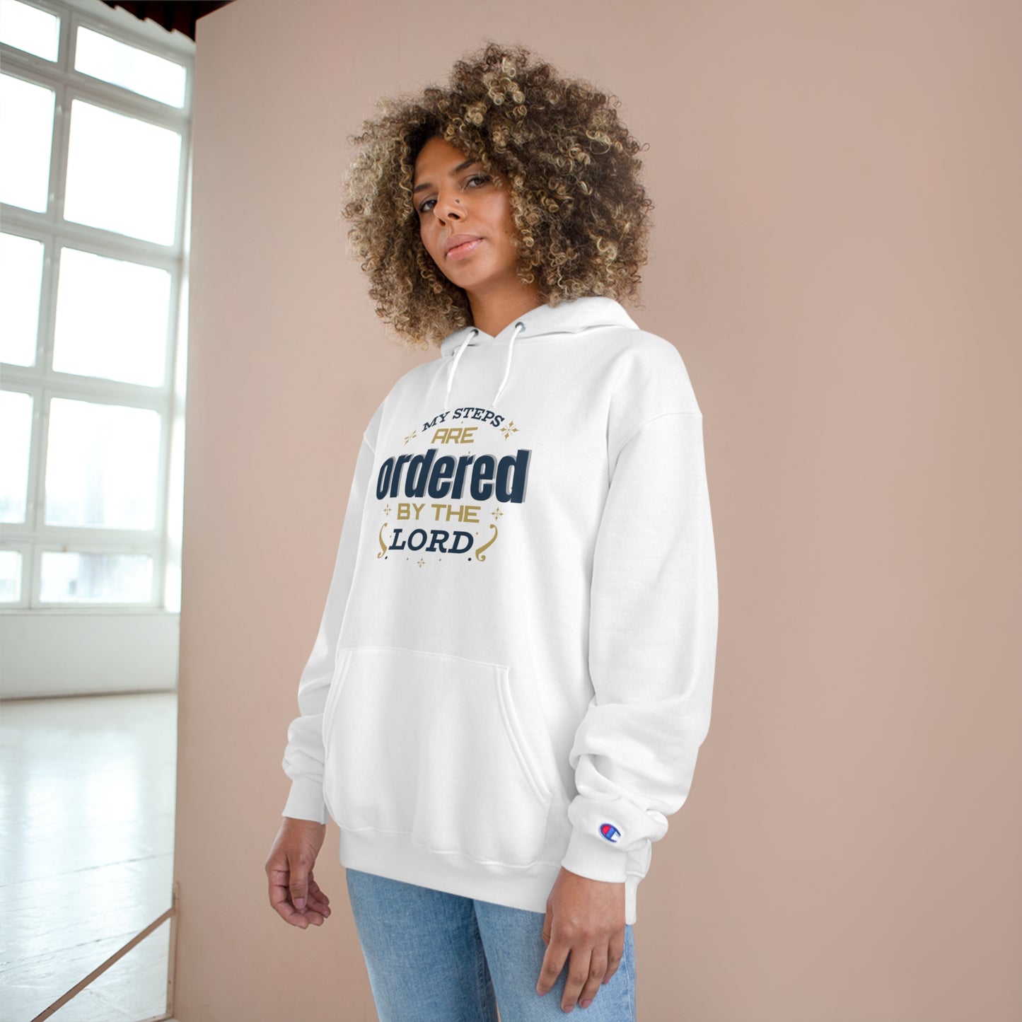 My Steps Are Ordered By Him Unisex Champion Hoodie