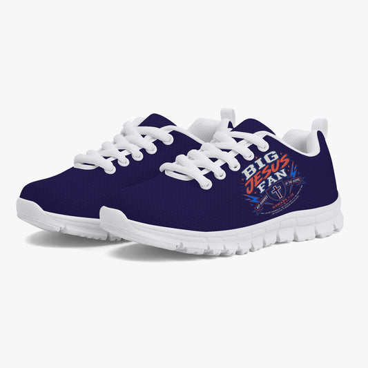 Big Jesus Fan 2.0 Christian Kids' Lightweight Mesh Sneakers - ClaimedbyGodDesigns