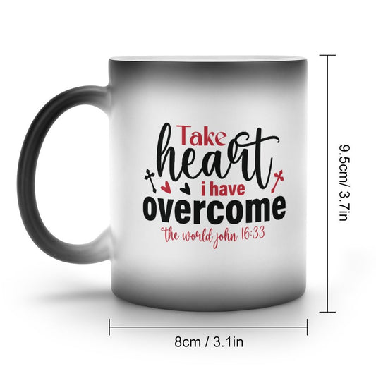 Take Heart I Have Overcome The World Christian Color Changing Mug (Dual-sided )