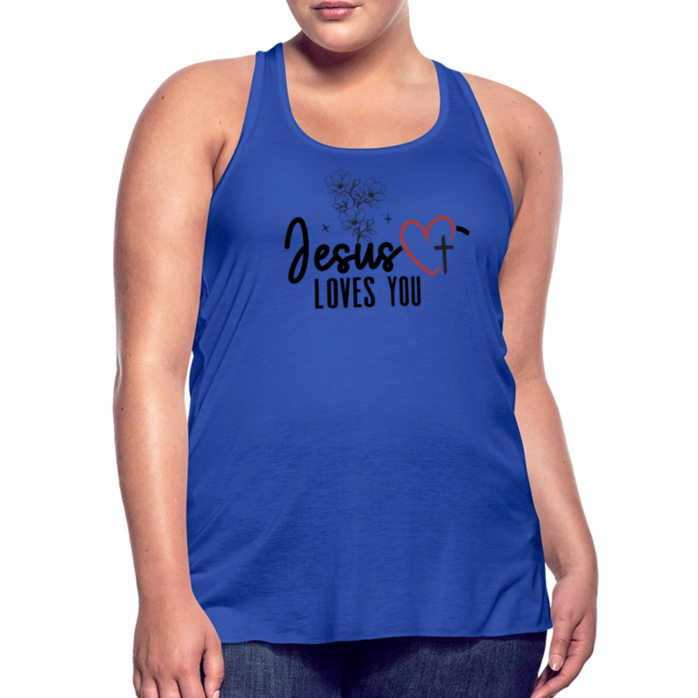 He Loves You Women's Christian Flowy Tank Top - royal blue