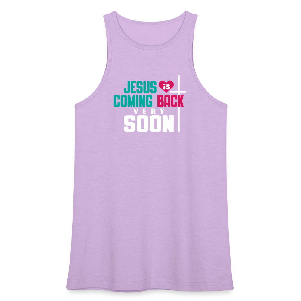 He Is Coming Back Soon Women’s Christian Racerneck Tank-top - lilac