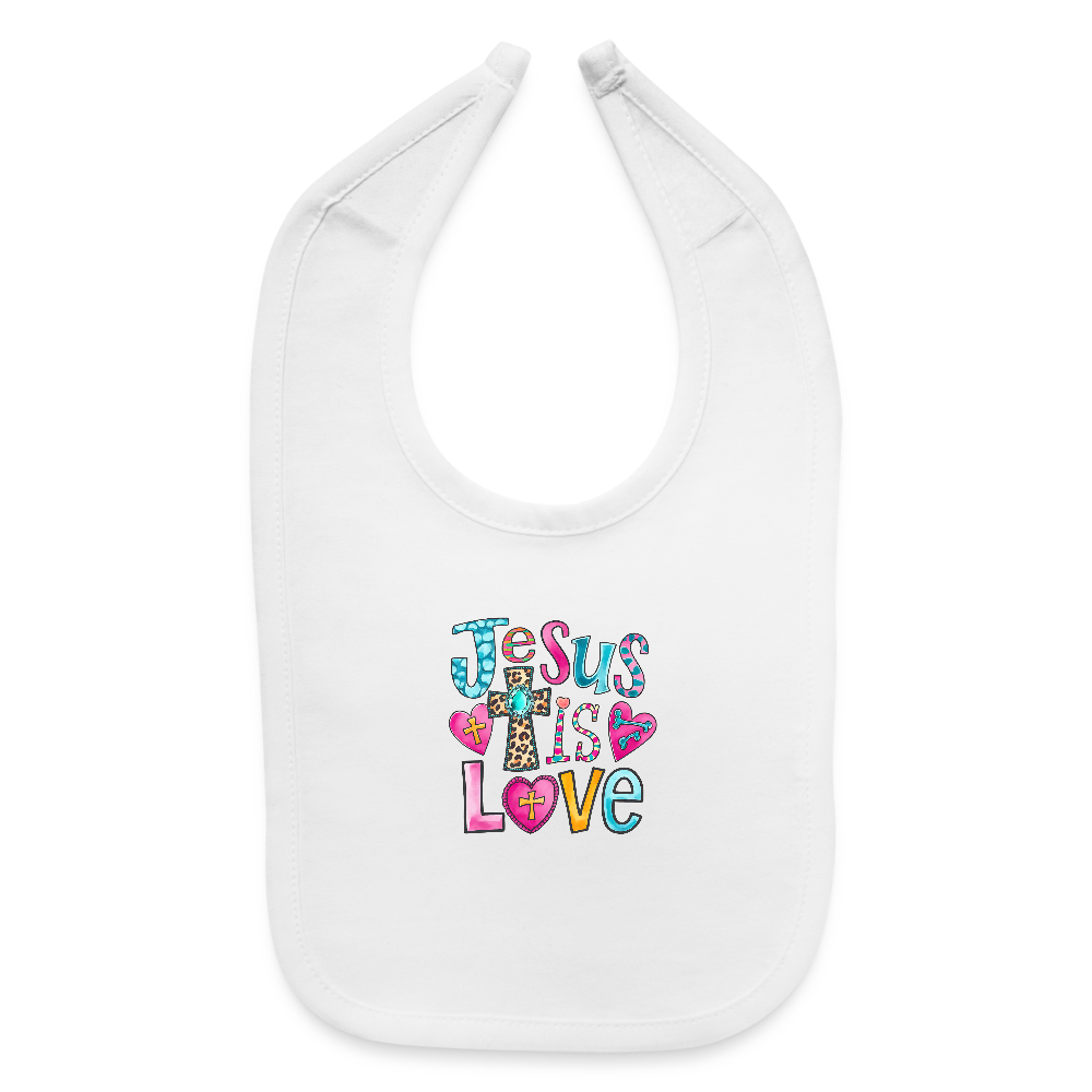 He Is Love Christian Baby Bib - white