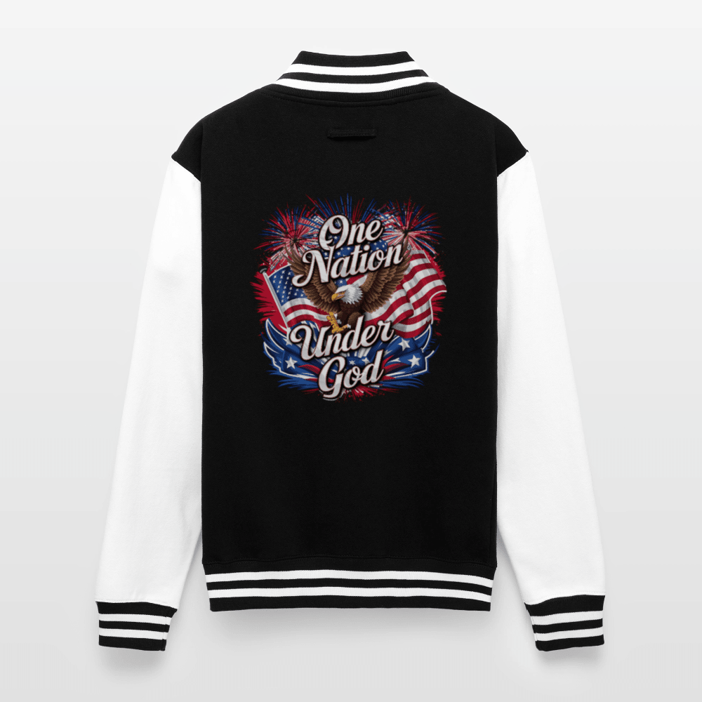 One Nation Men's Christian Heavyweight Letterman Jacket - ClaimedbyGodDesigns