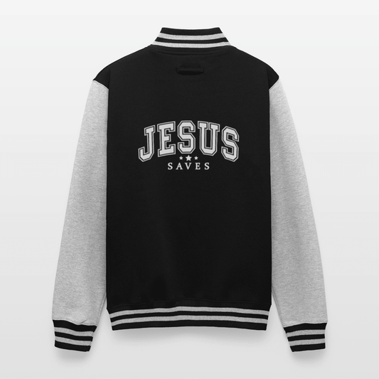 He Saves Men's Christian Heavyweight Letterman Jacket - ClaimedbyGodDesigns