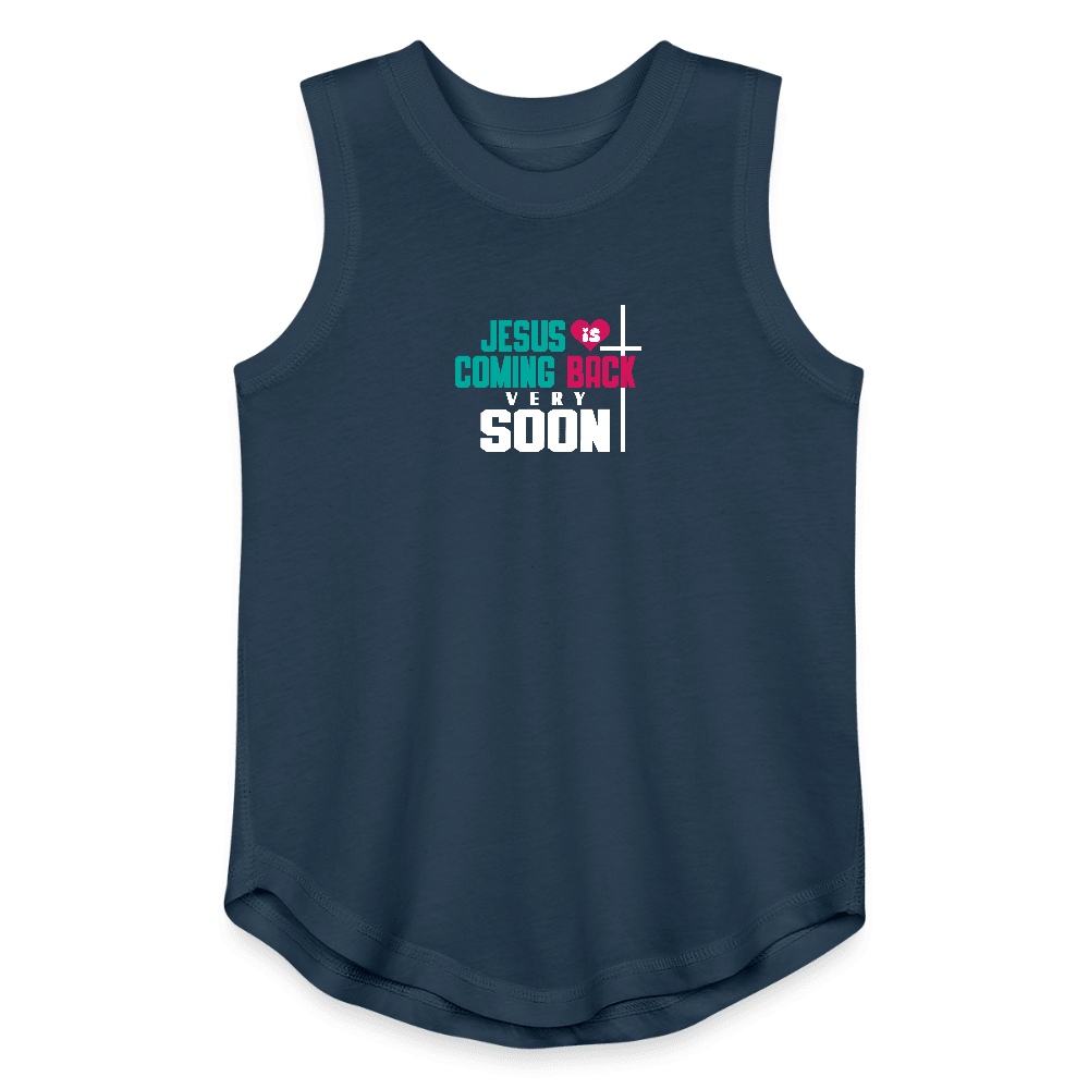 Youth Girls Christian Tank Top – “He Is Coming Back Very Soon” Design - ClaimedbyGodDesigns
