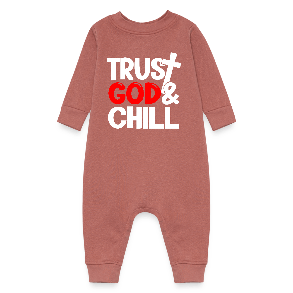 Trust Him And Chill Christian Baby Fleece Jumpsuit - ClaimedbyGodDesigns