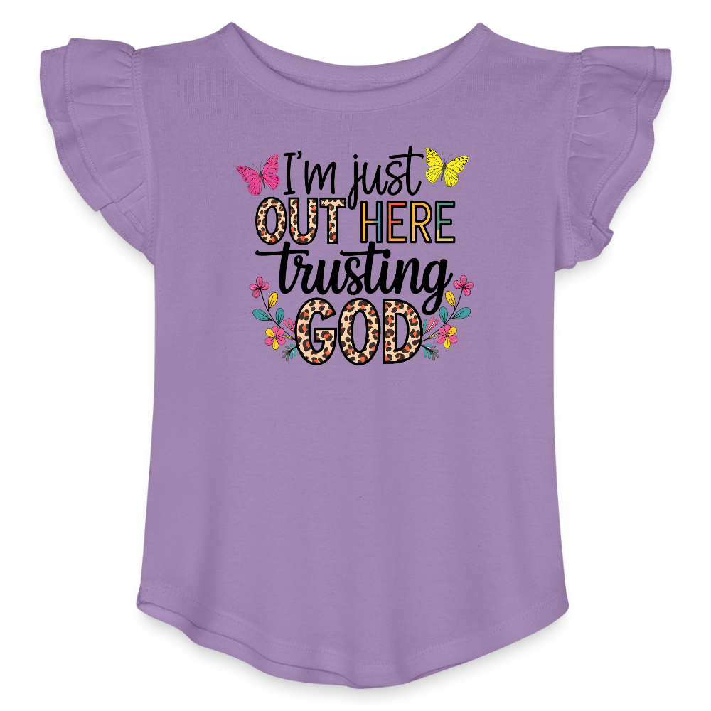 I'm Just Out Here Christian Toddler Girls Flutter T-shirt - lavender