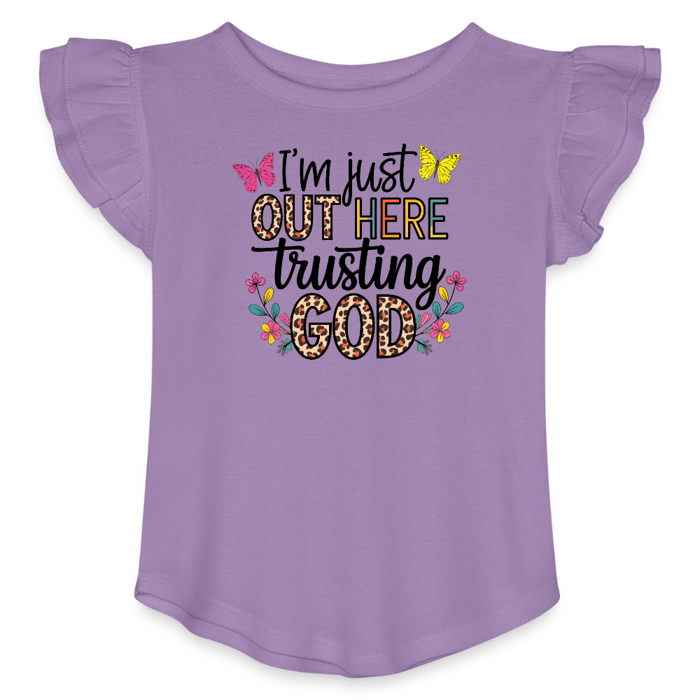 I'm Just Out Here Christian Toddler Girls Flutter T-shirt - ClaimedbyGodDesigns