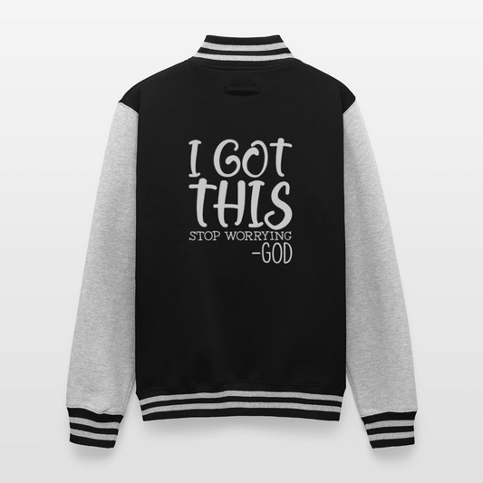 Stop Worrying Men's Christian Heavyweight Letterman Jacket - ClaimedbyGodDesigns
