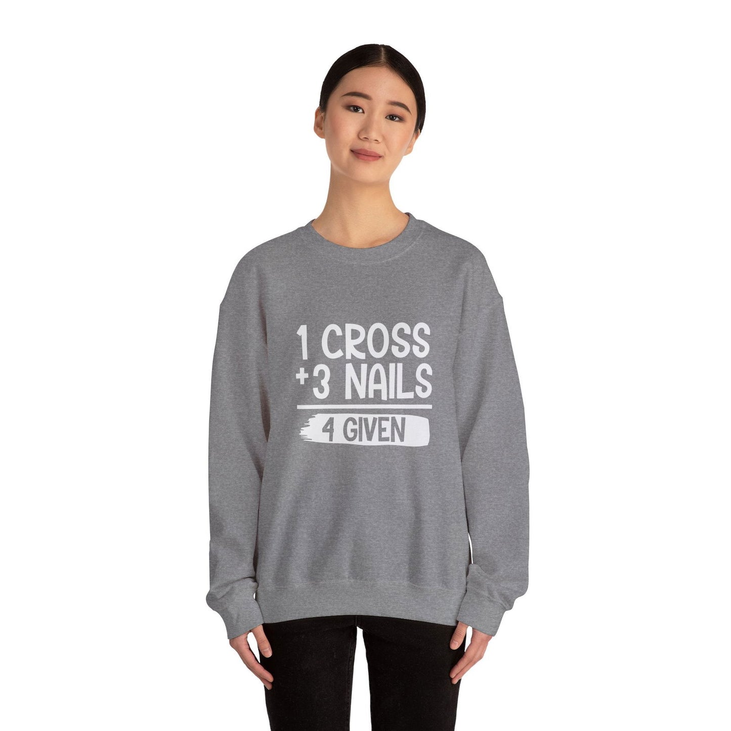 1 Cross 3 Nails 4 Given Christian Math Unisex Heavy Blend™ Crewneck Christian Sweatshirt - ClaimedbyGodDesigns