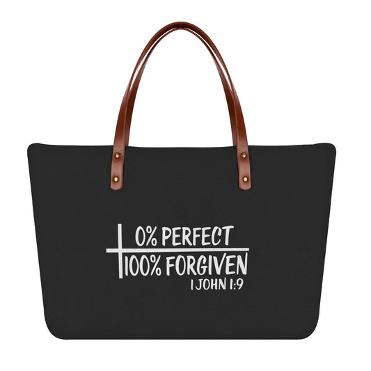 1 John 1:9 0% perfect 100% Forgiven Christian Womens Comfort Tote Bag - ClaimedbyGodDesigns