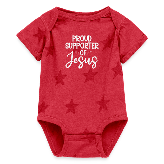 Proud Supporter Christian Baby Onesie (short-sleeve) - red star
