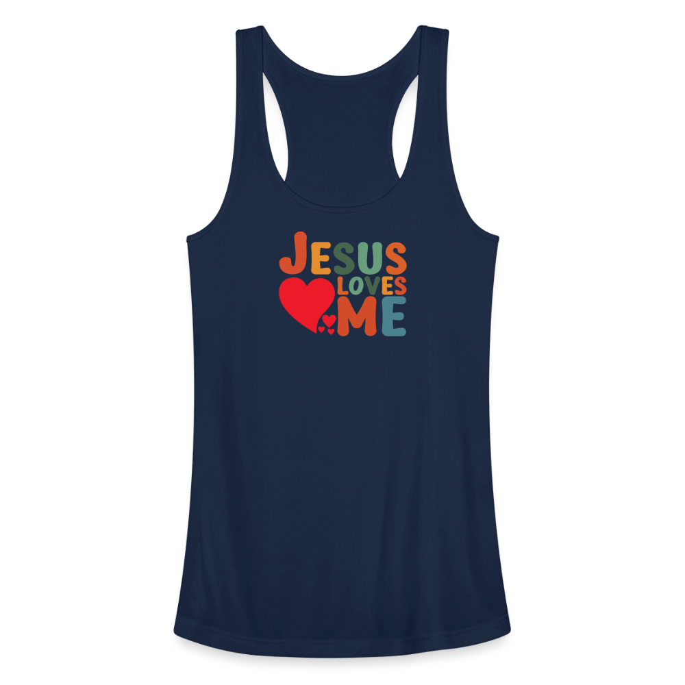 He Loves Me Women’s Christian Performance Racerback Tank Top - ClaimedbyGodDesigns