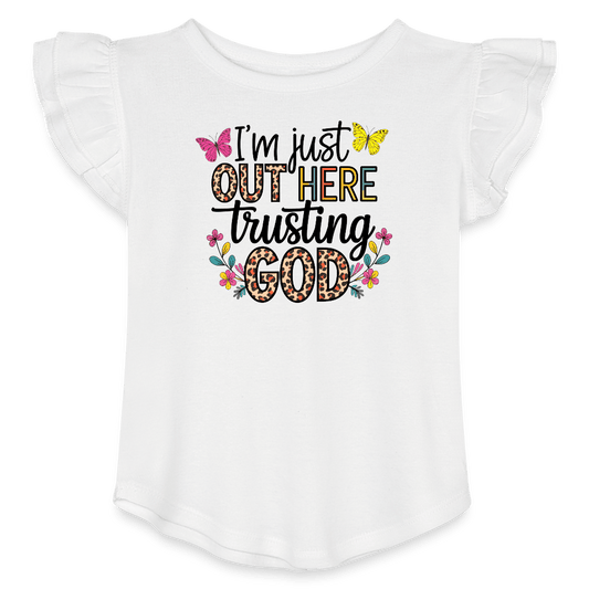 I'm Just Out Here Christian Toddler Girls Flutter T-shirt - ClaimedbyGodDesigns