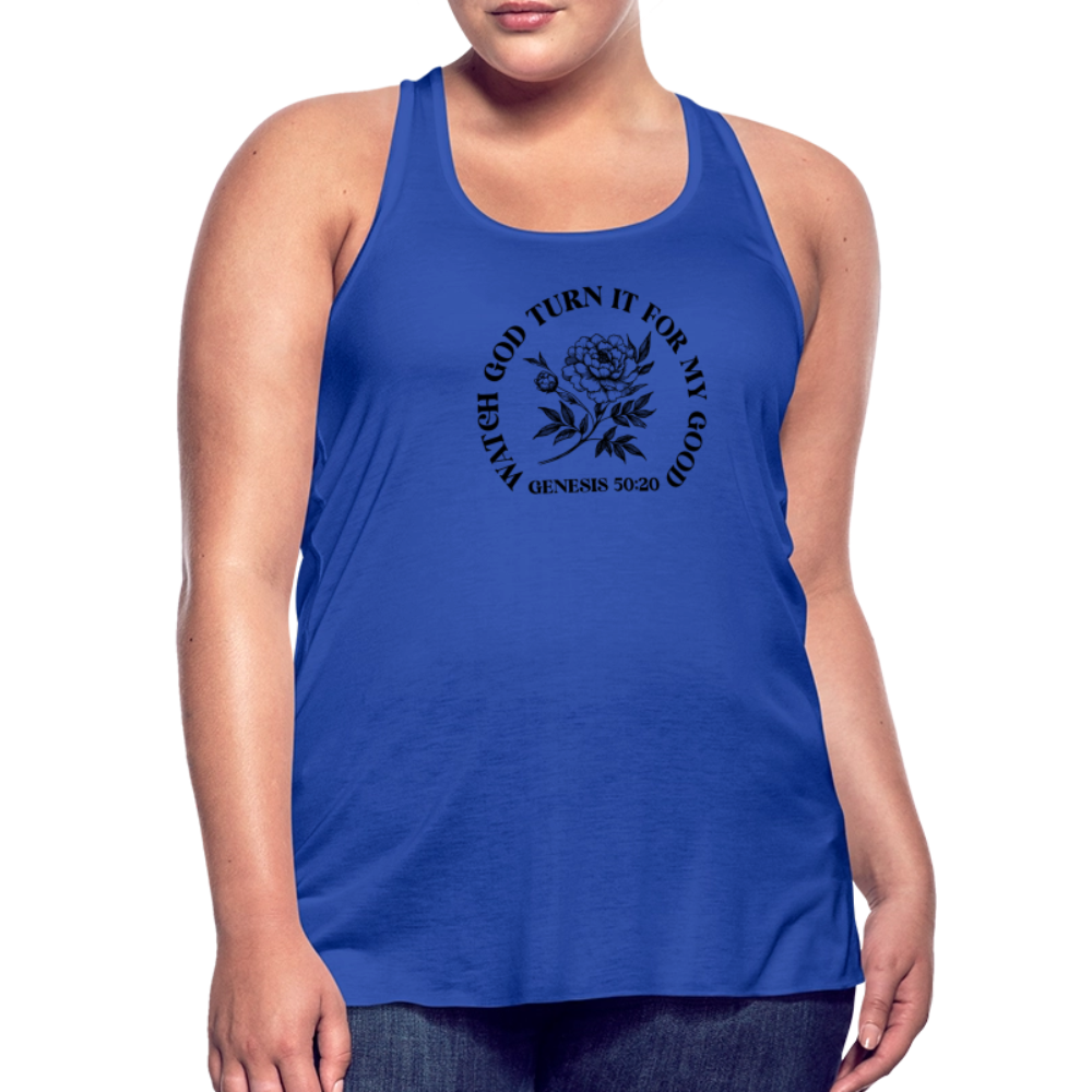 Watch Him Turn It Women's Christian Flowy Tank Top - royal blue
