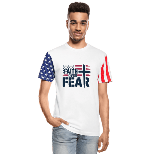 Faith Over Fear Christian unisex Adult Patriotic Stars & Stripes T-Shirt - ClaimedbyGodDesigns