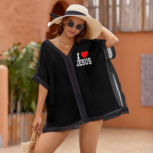 I Love Him Women's Christian Swimsuit Cover-up