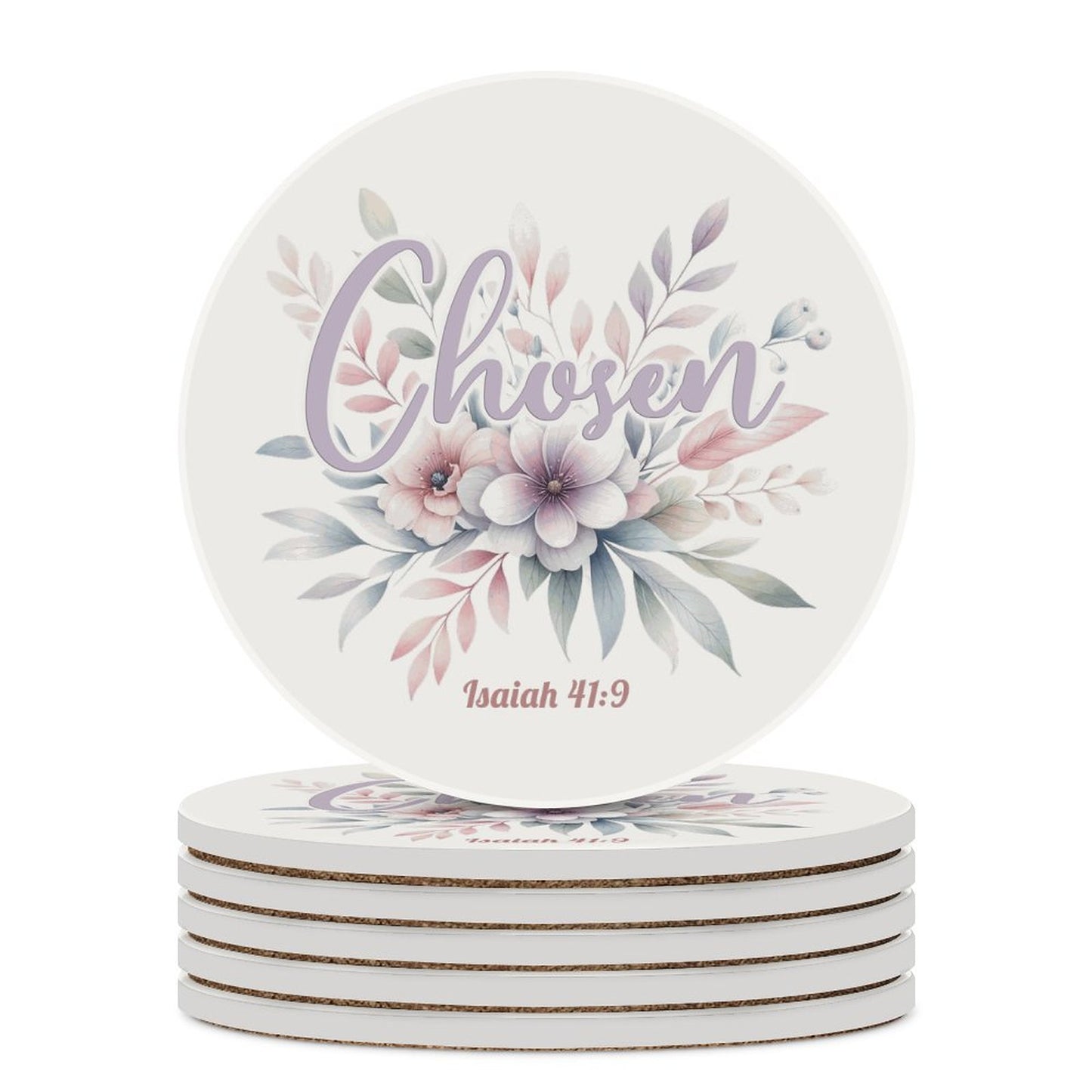 Chosen Christian Round Ceramic Coaster - ClaimedbyGodDesigns