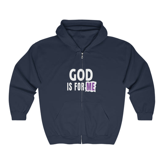 God Is For Me Christian Unisex Heavy Blend Full Zip Hooded Sweatshirt Printify