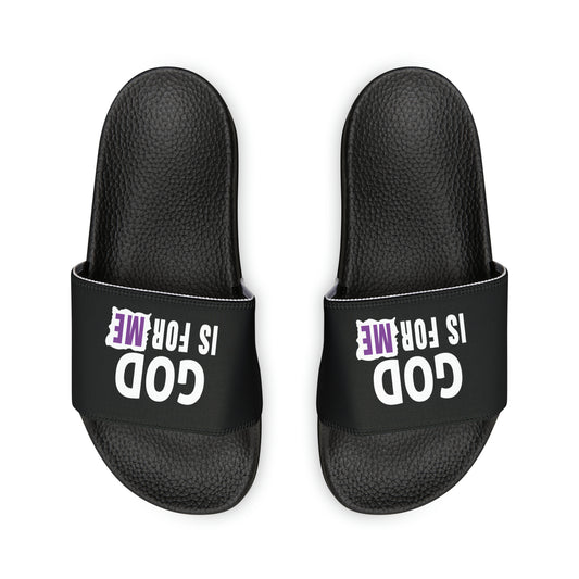 God Is For Me Men's PU Christian Slide Sandals Printify