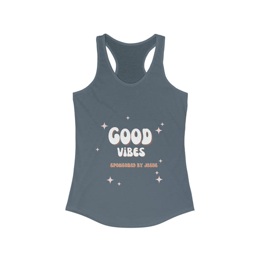 Good Vibes Sponsored By Jesus Women's Christian Slim Fit Tank-top Printify
