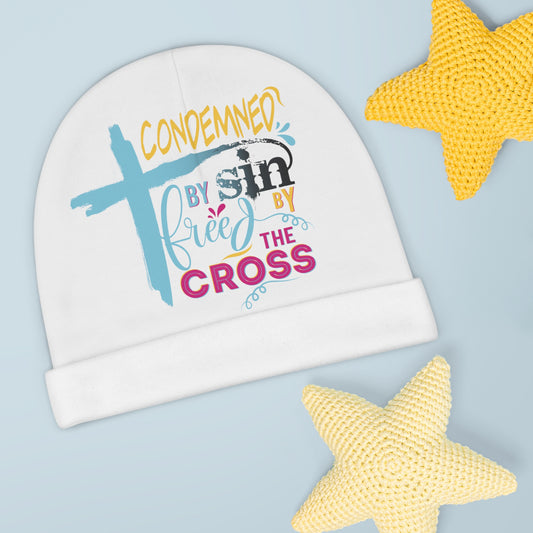Condemned By Sin Freed By The Cross Christian Baby Beanie (AOP) Printify