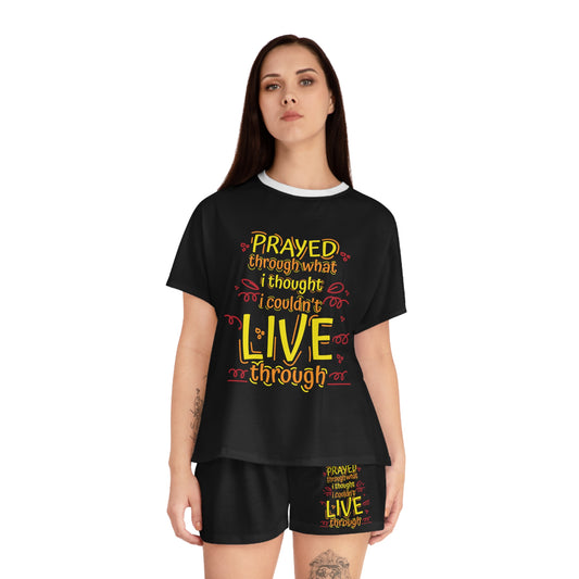 Prayed Through What I Thought I Couldn't Live Through Women's Christian Short Pajama Set Printify
