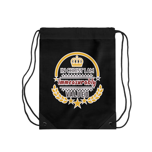 In Christ I Am Immeasurably Valued Drawstring Bag