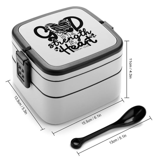 He Is The Strength Of My Heart 2-Tier Stackable Bento Lunch Box unique Christian Gift For the everyday Christian