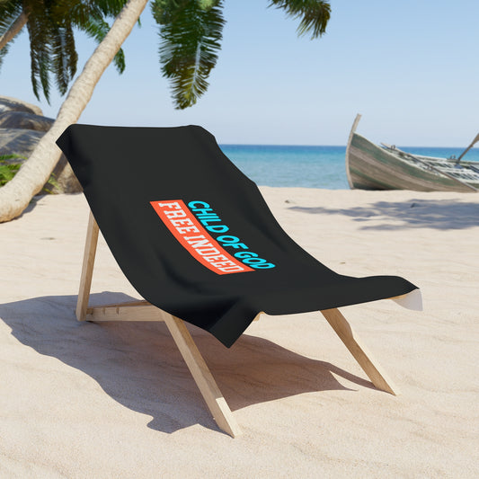 Child Of God Free Indeed Christian Beach Towel Printify
