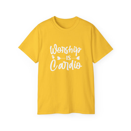 Worship Is Cardio Unisex Christian Ultra Cotton Tee Printify