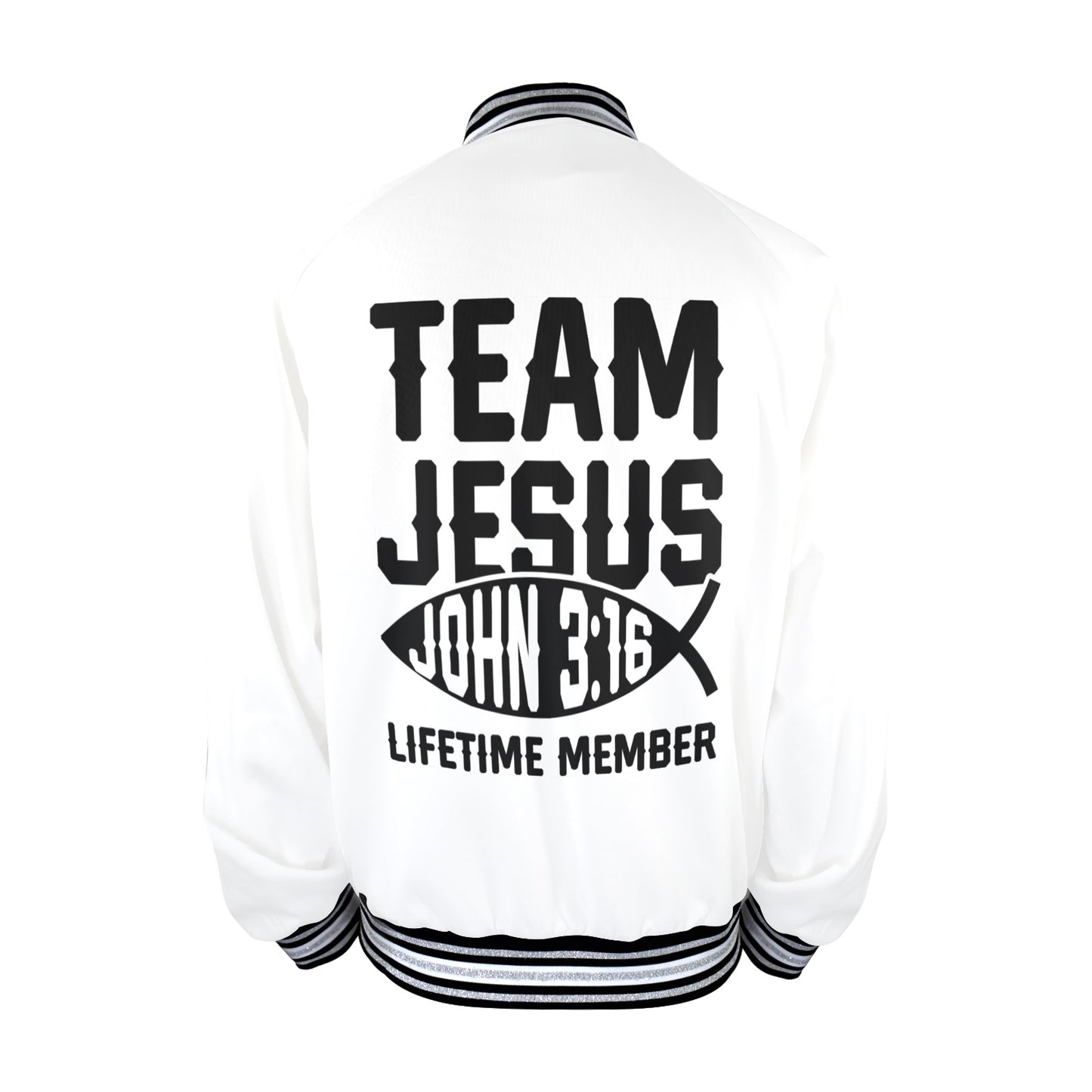 Lifetime Member Men's Christian Striped Trim Bomber Jacket - ClaimedbyGodDesigns