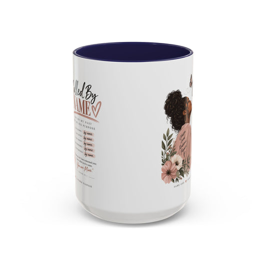 Called By Name Christian coffee mug with floral portrait, Isaiah 43:1 gift for her