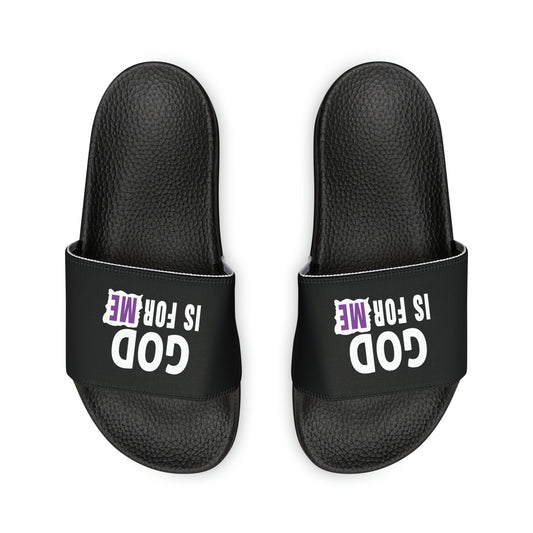 God Is For Me Youth PU Christian Slide Sandals Printify