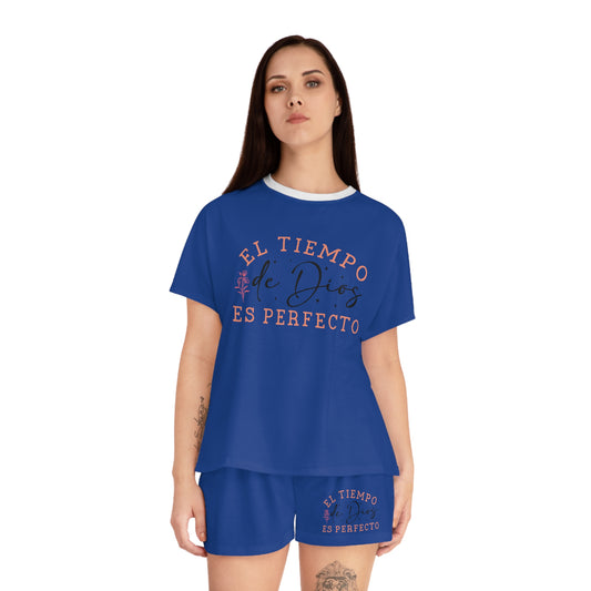 EL TIEMPO DE DIOS ES PERFECTO CHRISTIAN SPANISH WOMEN'S SHORT PAJAMAS SET Printify