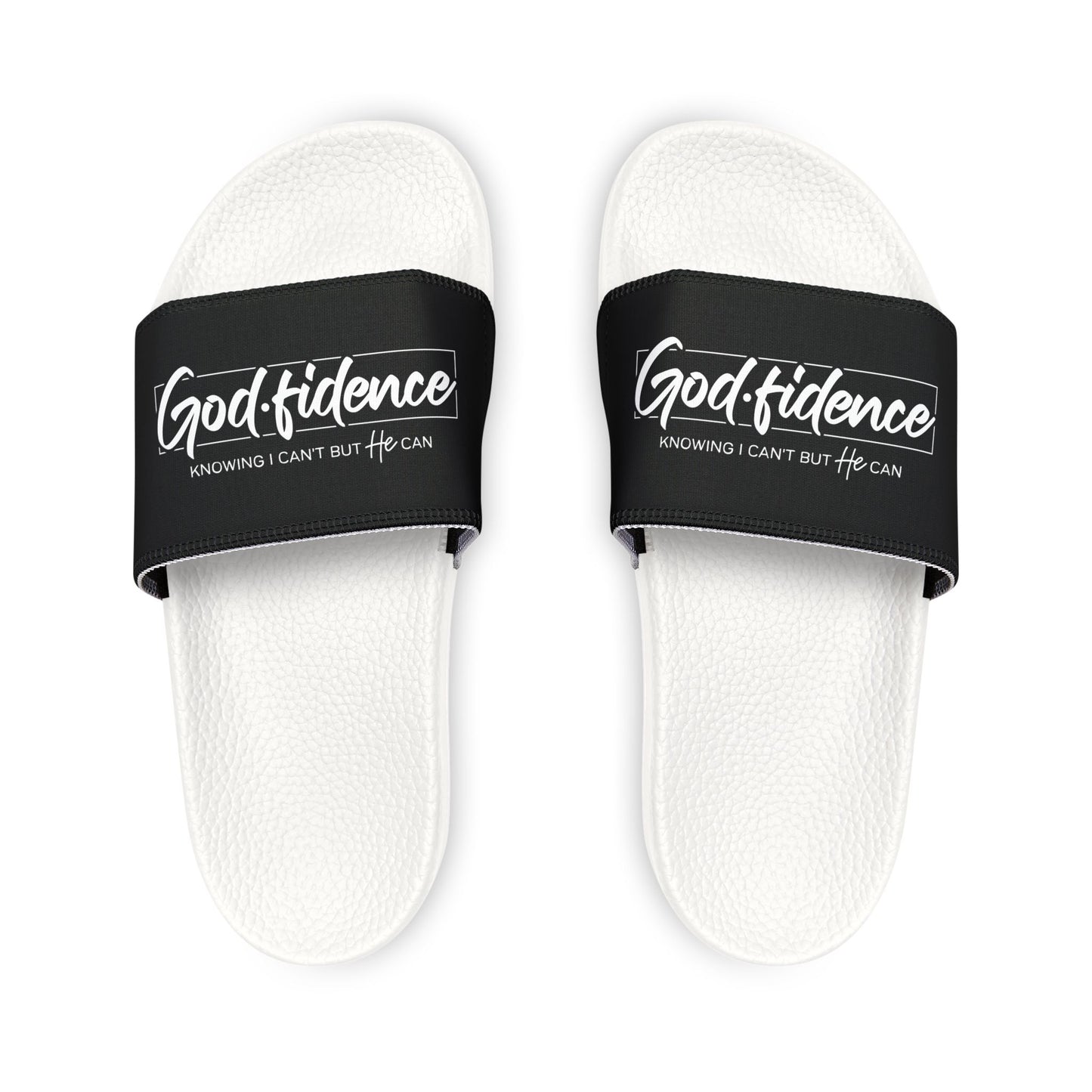 Confidence in HIm: Knowing I Can't But He Can Men's PU Christian Slide Sandals