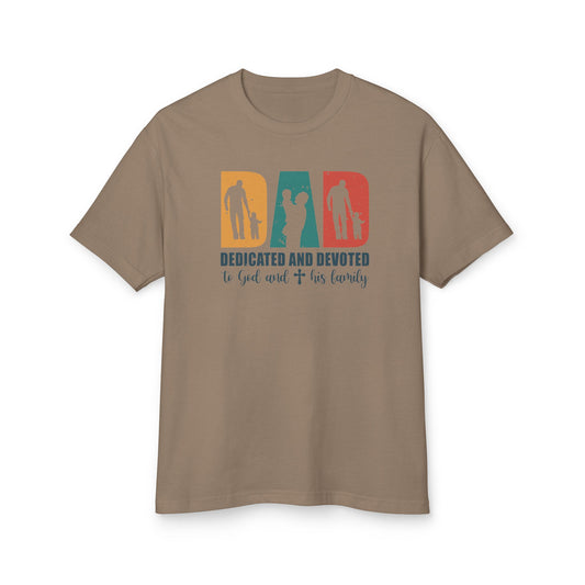 Dad Dedicated and Devoted Cotton Tee - Perfect Gift for Father's Day - ClaimedbyGodDesigns