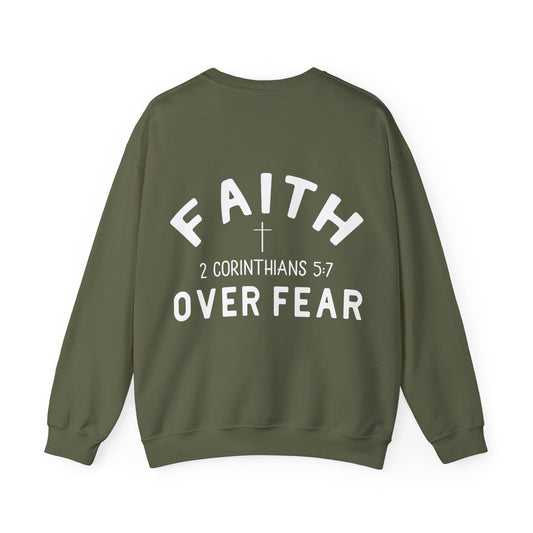 Faith Over Fear 3 Crosses Unisex Heavy Blend™ Crewneck Christian Sweatshirt