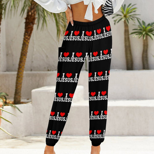 I Love Him Women's Christian Casual Yoga Pajama Pants