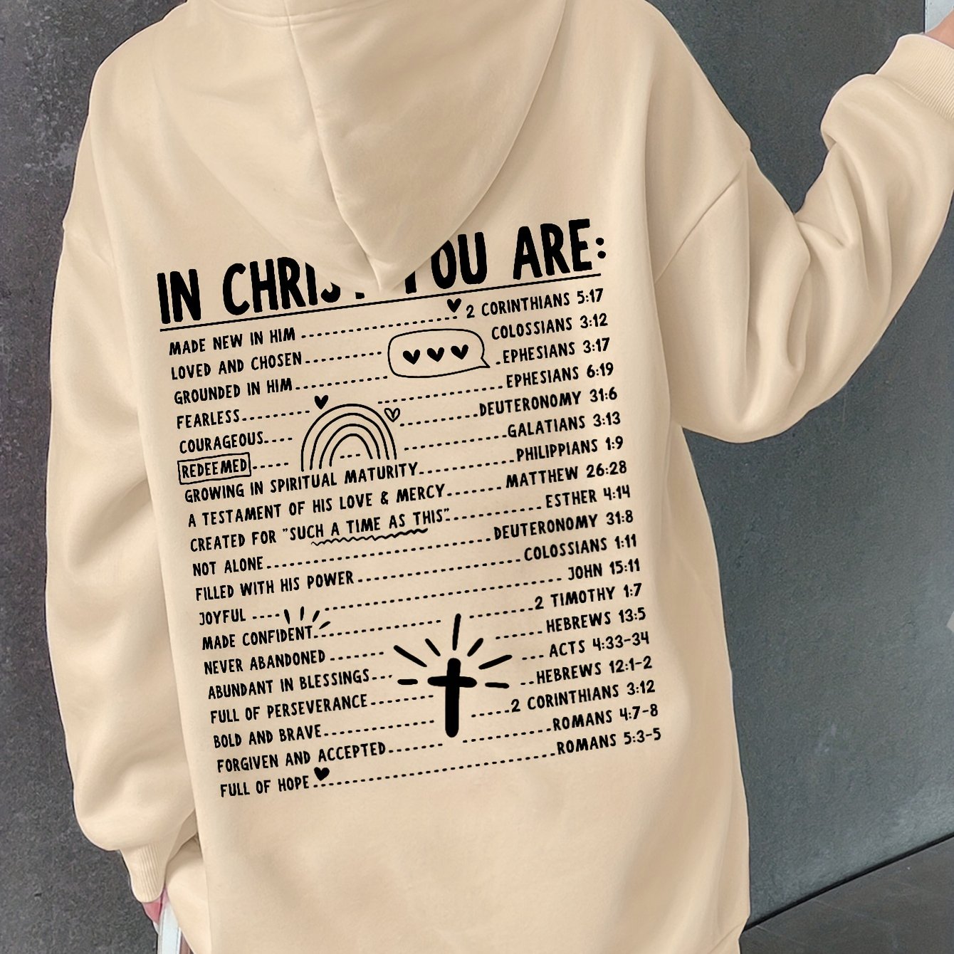 In Christ You Are Bible Verse Women's Christian Pullover Hooded Sweatshirt claimedbygoddesigns