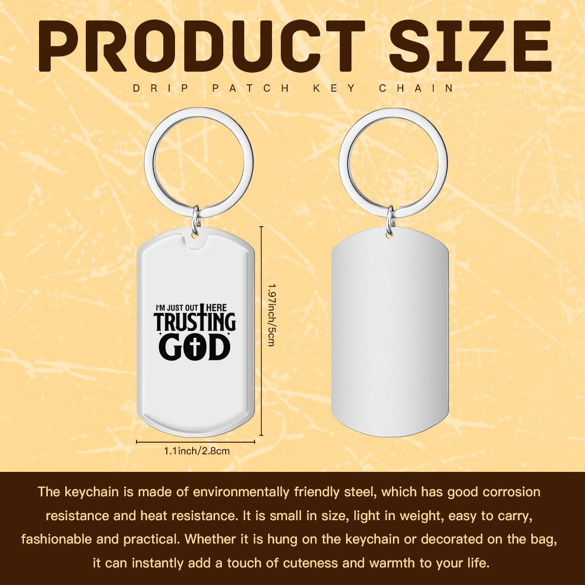 I'm Just Out Here Trusting Christian Stainless Steel Keychain - ClaimedbyGodDesigns