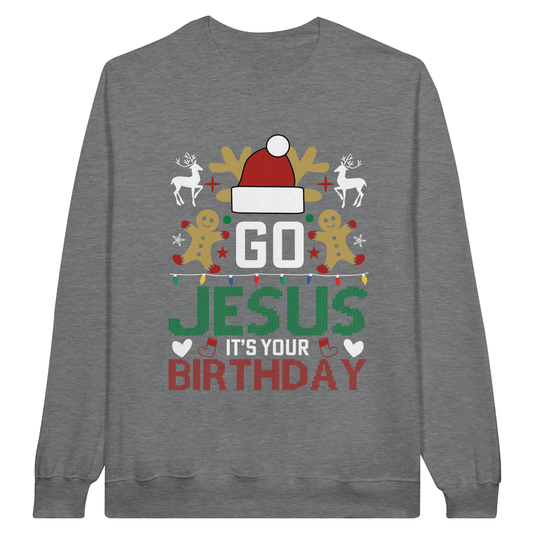 It's Your Birthday Christian Christmas Midweight Fleece Unisex Adult Crewneck Sweatshirt - ClaimedbyGodDesigns
