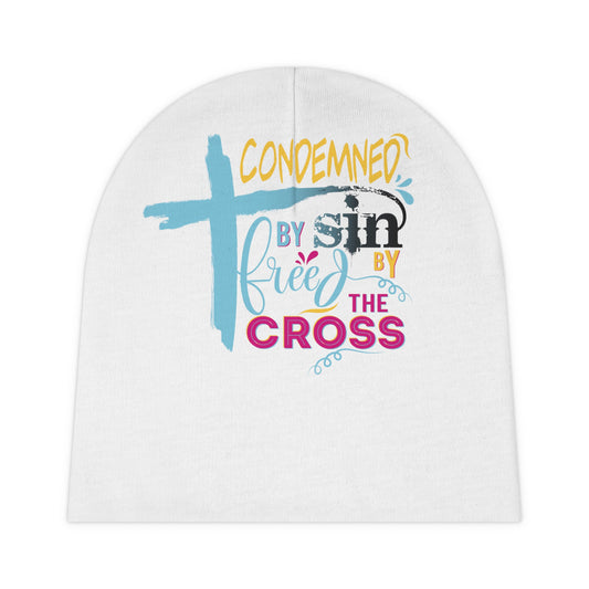 Condemned By Sin Freed By The Cross Christian Baby Beanie (AOP) Printify
