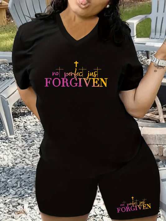 Not Perfect Just Forgiven Plus Size Women's Christian Casual Outfit claimedbygoddesigns