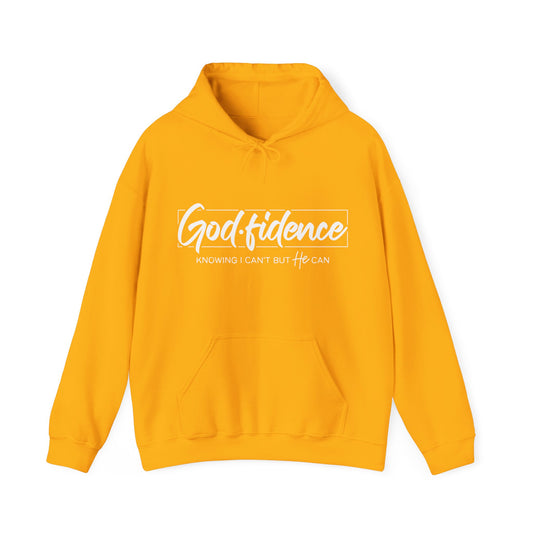 Christian Hooded Sweatshirt -Confidence In Him Knowing I Can't But He Can